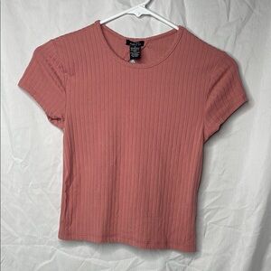 Rue21 Pink Ribbed Fitted Tee